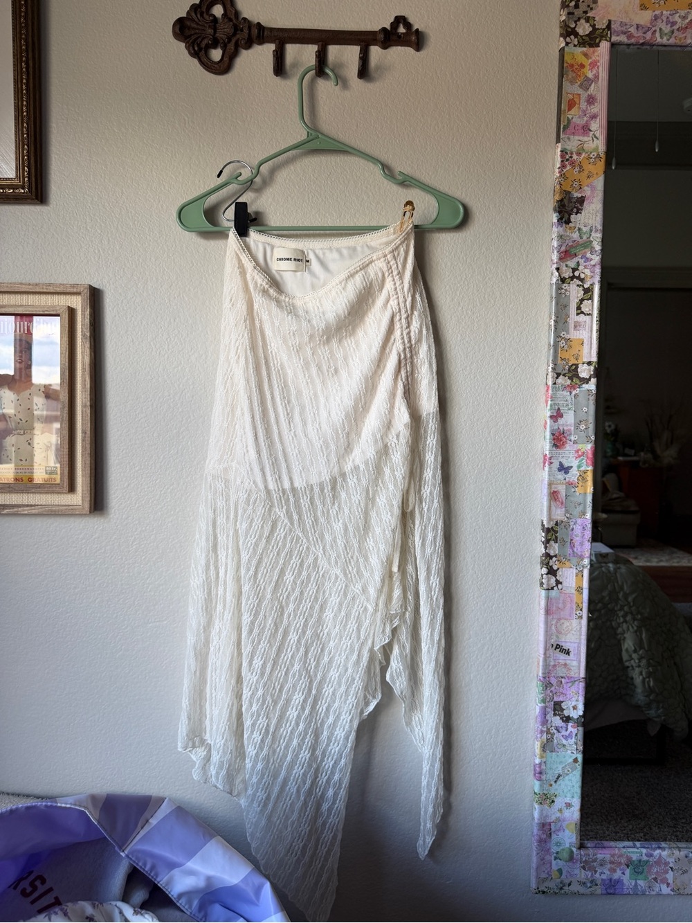 Cream Asymmetric Textured Maxi Skirt